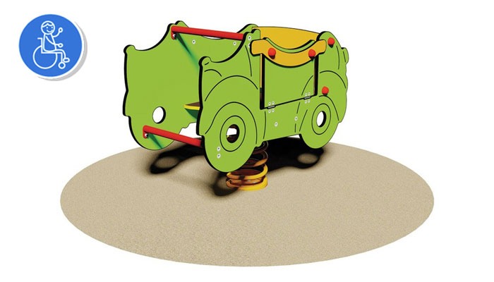 Balancoire-PMR-Green-car|JEU SUR RESSORT PMR GREEN CAR POUR ENFANT HANDICAPE